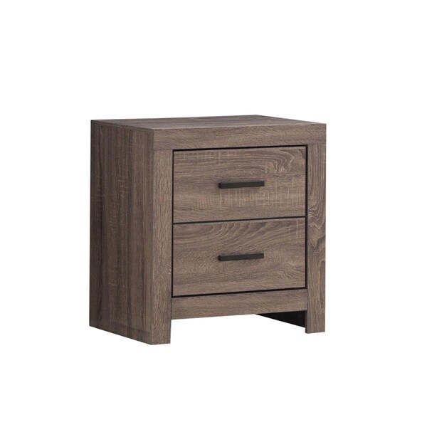 Benjara 2 Drawer Nightstand with Metal Bar Pulls, Brown BM242646 - main